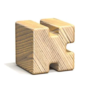 Solid wooden cube font Letter K 3D Stock Illustration