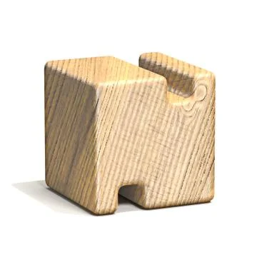 Solid wooden cube font Letter N 3D Stock Illustration