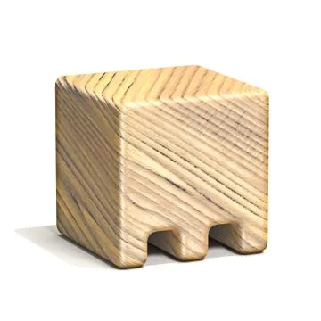 Solid wooden cube font Letter M 3D Illustrazione stock