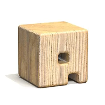Solid wooden cube font Letter Q 3D イラスト素材