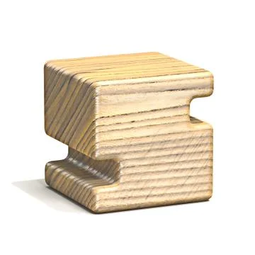 Solid wooden cube font Letter S 3D Stock Illustration