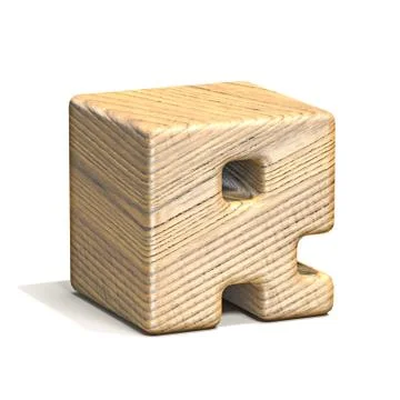 Solid wooden cube font Letter R 3D Stock Illustration