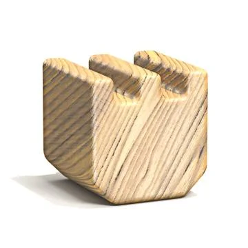 Solid wooden cube font Letter W 3D イラスト素材