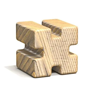 Solid wooden cube font Letter X 3D Stock Illustration