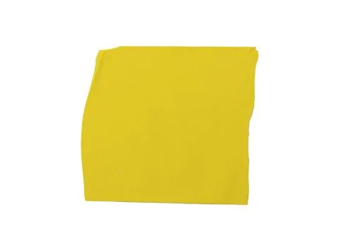 Solid yellow adhesive tape piece isolated on white background. Flat glossy Foto stock