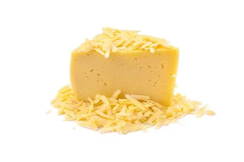 Solid yellow gouda cheese, close-up, isolated on a white background.selective Stock Photos