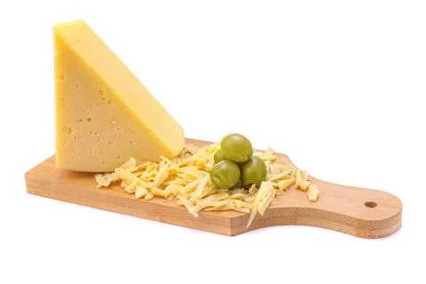 Solid yellow gouda cheese, close-up, isolated on a white background.selective Stock Photos