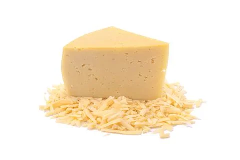 Solid yellow gouda cheese, close-up, isolated on a white background.selective Foto stock