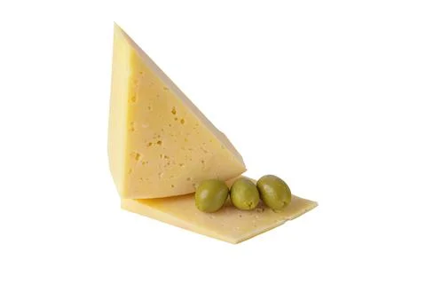 Solid yellow gouda cheese, close-up, isolated on a white background.selective Foto stock