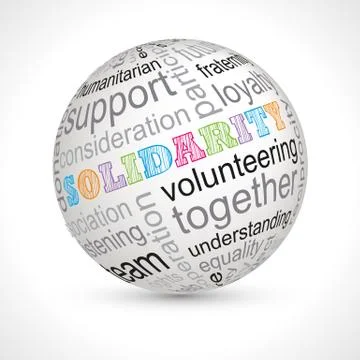 Solidarity theme sphere with keywords Stock Illustration