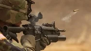 Solider Firing Machine Gun In Combat Cinemagraph Stock Footage
