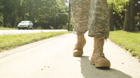 Solider Returns Home Close Up Stock Footage 38776928
