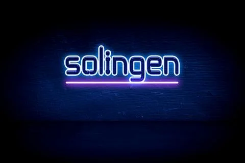 Solingen - blue neon announcement signboard Stock Illustration