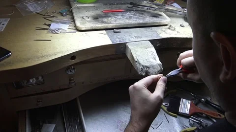 Solitaire Diamond Being Set in Engagement Ring Stock Footage 77301856