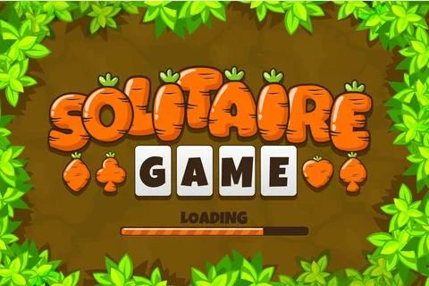 Solitaire loading screen in carrot texture on Board Game top view- ground and Stock Illustration
