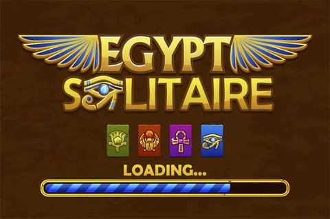 Solitaire loading screen. LOGO for 2D game. Egyptian SOLITAIRE game. Symbol.. Stock-Illustration
