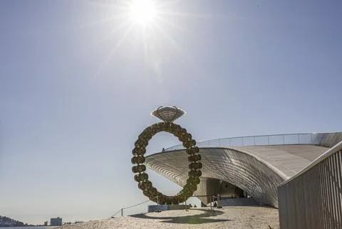 The Solitaire ring by Joana Vasconcelos, in MAAT. Lisbon, Portugal Stock Photos