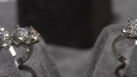 Solitaire ring pearl ring panning shine. Diamond ring hand made jewelery Stock Footage 139628860