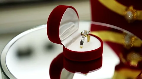 Solitaire Ring. Rotation Diamond Ring Wedding Background. Stock Footage 339707056
