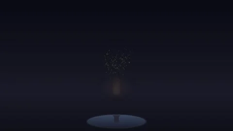 A solitary glowing light source rising into the dark night sky Video stock 335118340