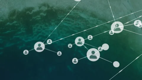 Solitary node emerging at edge initiating network growth, nodes connecting Stock Footage 309894132