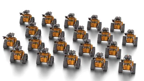 Solitary robot on white background Stock Illustration