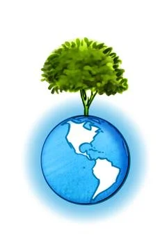 Solitary tree remaining on earth Illustrazione stock