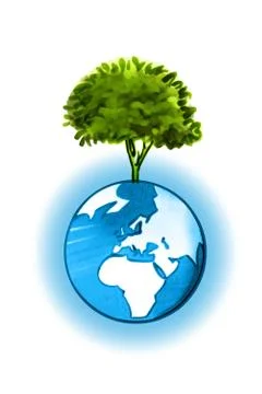 Solitary tree remaining on earth Stock Illustration