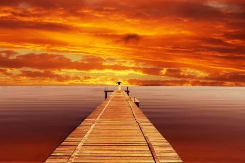 Solitude Sunset on the Lake Stock-Fotos