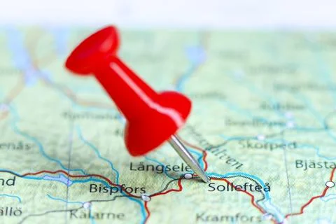 Solleftea, Sweden pin on map Stock Photos