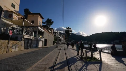 Soller, Spain - Mar 2022 : Peaceful atmoshpere in port de Soller 库存影片 248494845
