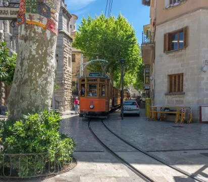Soller, Spain - May 4, 2017: train in Soller, Mallorca, Spain Фото