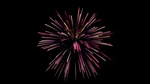 Solo colourful firework in the night sky with alpha matte Stock Footage 117859058