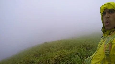 Solo hiker in the mountains Stock Footage 92483451