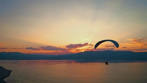 Solo Paraglider in Evening Sky Stock Footage 310751864