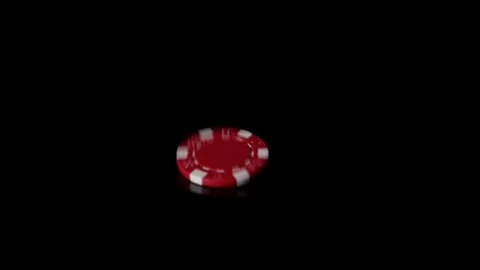 Solo red poker chip falling in sow motion on reflective black backdrop Stock Footage 148985144