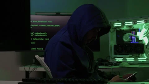 Solo software engineer working through technical issues late at night. Dedicated Stock Footage 347875257