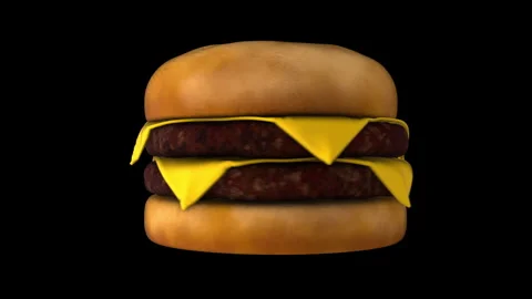 Solo Spinning 3D Rendered Cheese Burger on Black Background. Video stock 333800679