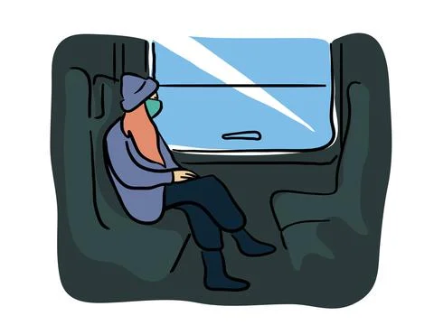 Solo traveller in train Stock Illustration