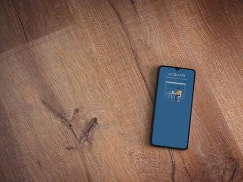 SoloLearn - Learning coding app launch screen with logo on the display of a b Stock Photos