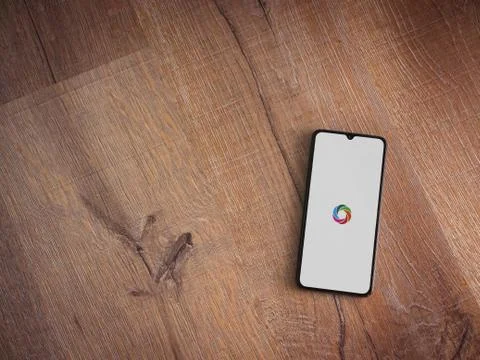 SoloLearn - Learning coding app launch screen with logo on the display of a b Stock Photos