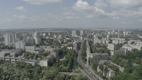 Solomenskaya Square. General plan of the city. Kyiv. Ukraine. Aerial. Summer. Stock Footage 230995435
