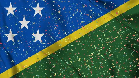 Solomon flag seamless animation with paper confetti Video stock 223347926