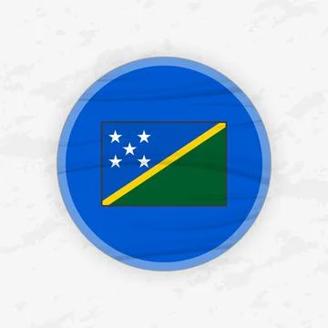 Solomon Islander Flag in a Circular Emblem Design, Abstract Round Sticker I.. Illustrazione stock
