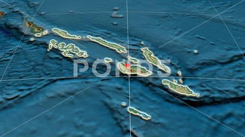 Solomon Islands extruded and capital. Relief Stock Photos