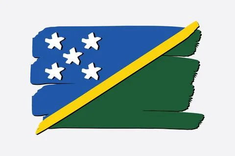 Solomon Islands Flag with colored hand drawn lines in Vector Format Stock Illustration