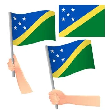 Solomon Islands flag in hand set Stock Illustration