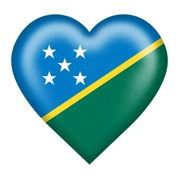 Solomon Islands flag heart button Stock Illustration