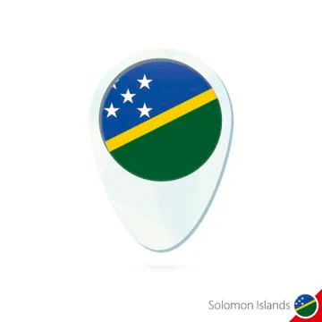 Solomon Islands flag location map pin icon on white background. Stock Illustration