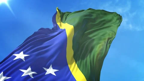 Solomon Islands Flag Low Angle View Stock Footage 295703357